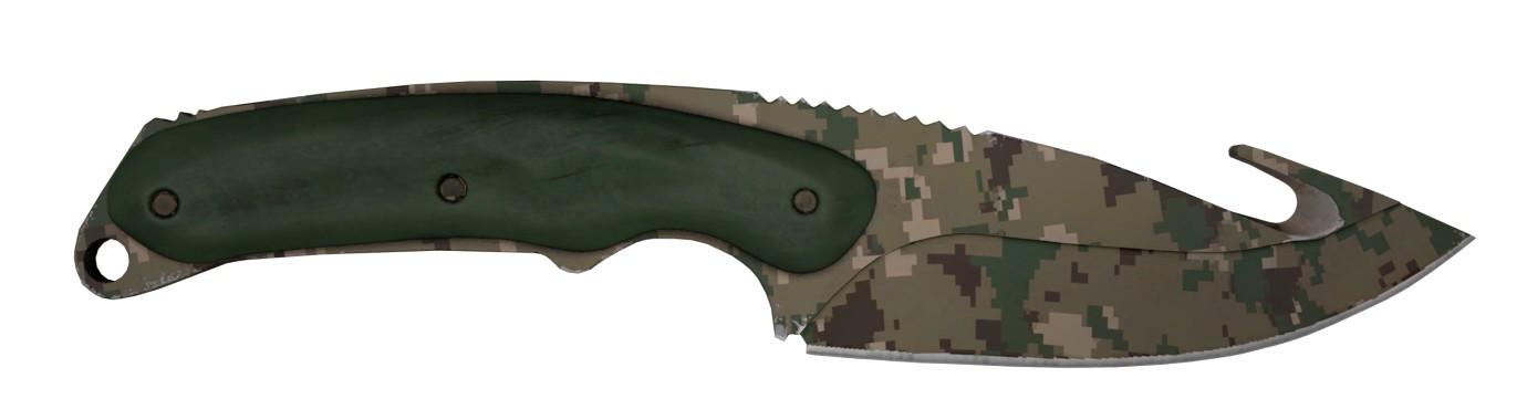 нож с лезвием крюком (Gut Knife) Пиксельный камуфляж «Лес»