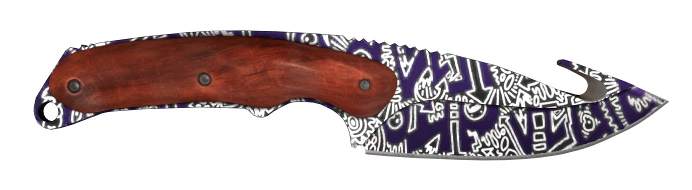 нож с лезвием крюком (Gut Knife) Ручная роспись