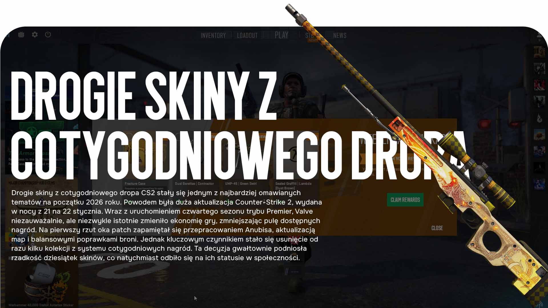 Drogie skiny z cotygodniowego dropa CS2 zmieniły się drastycznie po aktualizacji styczniowej 2026. Opowiadamy, które kolekcje zniknęły z dropu i które skiny stały się najrzadsze.